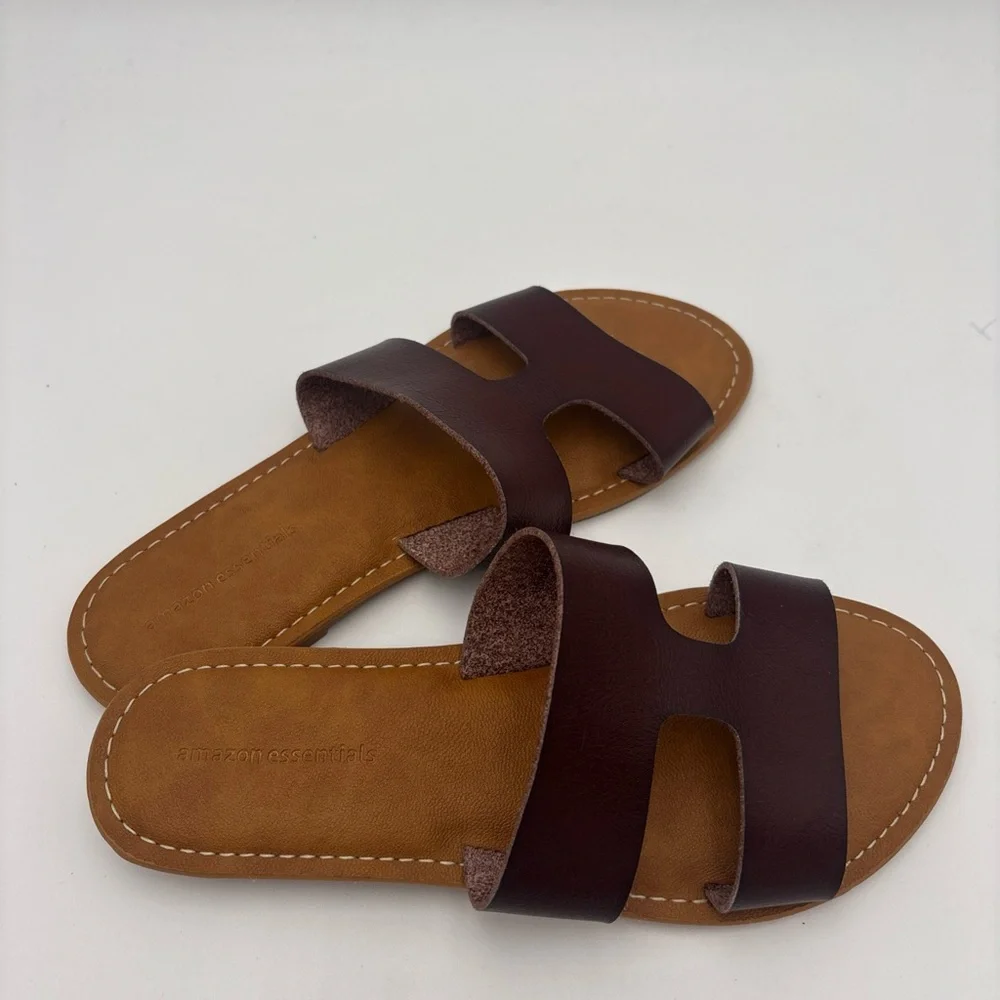 🍍3 For 25🍍Women’s Double Strap Slide Sandals in Dark Brown, No Tags